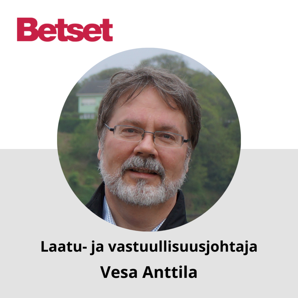 Nimitysuutinen - Vesa Anttila Betsetin laatu- ja vastuullisuusjohtajaksi